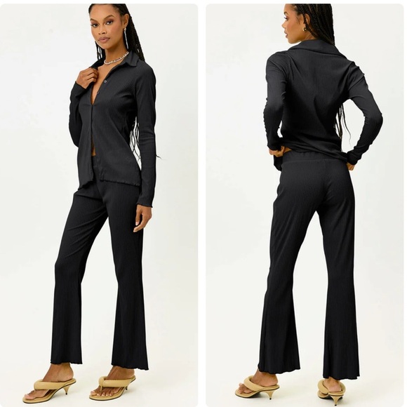 NWT Frankies‎ Bikinis Black Joey Plisse Pant Size Small - Picture 2 of 10